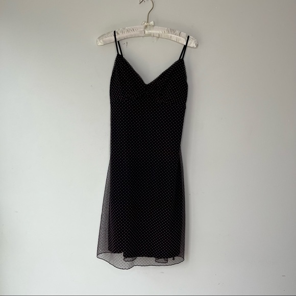 Charlotte Russe Y2K black tulle pink Swiss dot midi vintage slip dress Sz S - Picture 9 of 13
